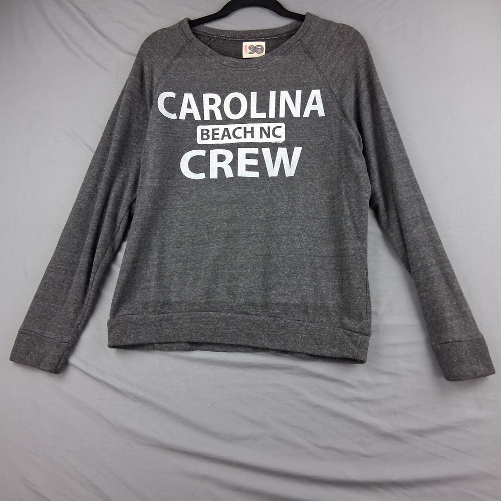 Ninety Carolina Beach NC Crew Graphic Medium Sweatshirt Gray Heathered Pullover